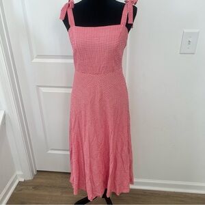 Draper James Red Gingham Midi Dress with Tie Straps